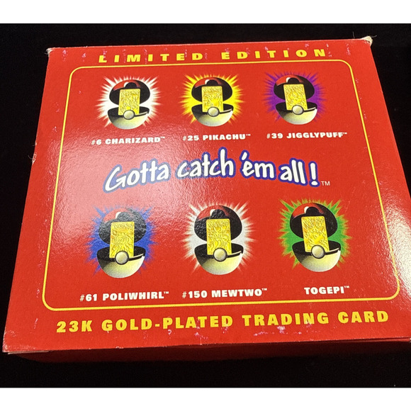 Pokémon Togepi 1999 23K Gold Plated Trading Card Original Packaging Red - Picture 2 of 16